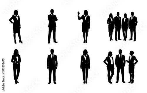 Obraz na płótnie Business People Silhouettes Collection, Professional Team Icons, Diverse Corpora