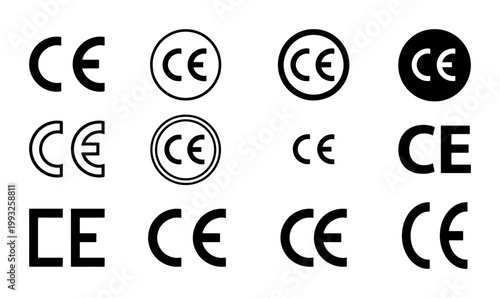 Canvastavla CE Mark Icons Set, European Conformity Certification Symbols, Product Safety Com