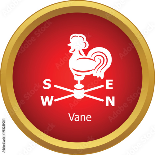 Rooster weather vane showing cardinal directions for measuring wind