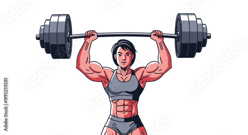 Fitness, woman lifting weights, gym workout, exercise vector, athletic illustration