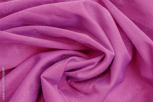 Schilderij op canvas A vibrant macro shot of fuchsia synthetic fabric arranged in a tight, hypnotic spiral