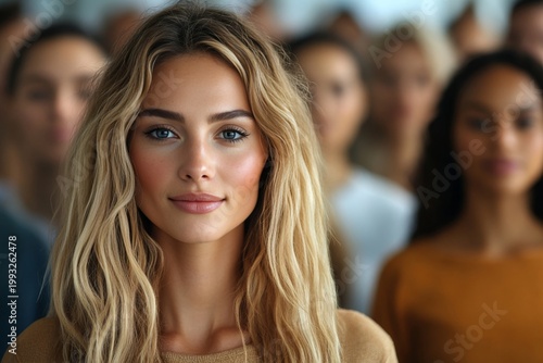 Stunning Portrait of a Young Woman in a Crowd