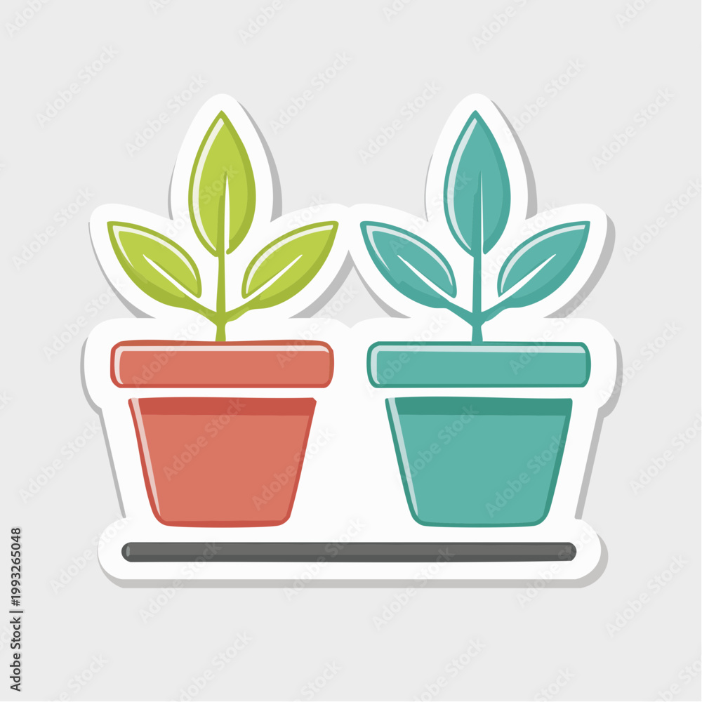Fototapeta premium Two Potted Plants Icon