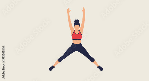Fitness, woman jumping, athletic, exercise, vector illustration