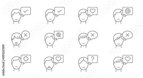 Various People Heads with Speech Bubbles.