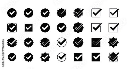 Check mark icons and symbols.