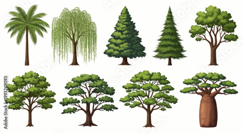 Collection of various tree species.