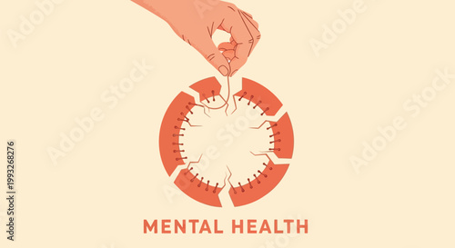 Mental health awareness icons, breaking stigma symbols, mental wellness graphics, vector illustrations