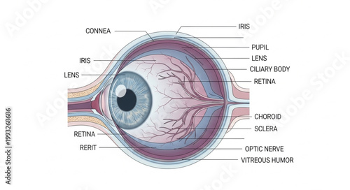 Detailed Anatomical Illustration of the Human Eye.