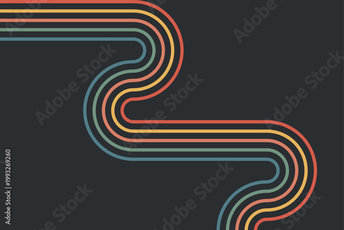 Stripe rainbow groovy. Hippie style wallpaper. curved and wavy lines. playful abstract Vector illustration