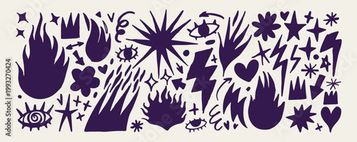 Abstract geometric burst vector set, sharp explosion graphic elements, starburst and lightning doodles, dynamic energy shape collection, minimalist impact line art, modern flash graphic designs, edgy 