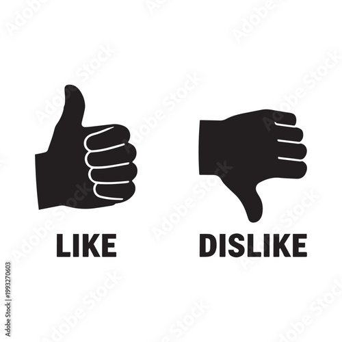 Like and dislike hand icons thumbs up down feedback rating symbol.
