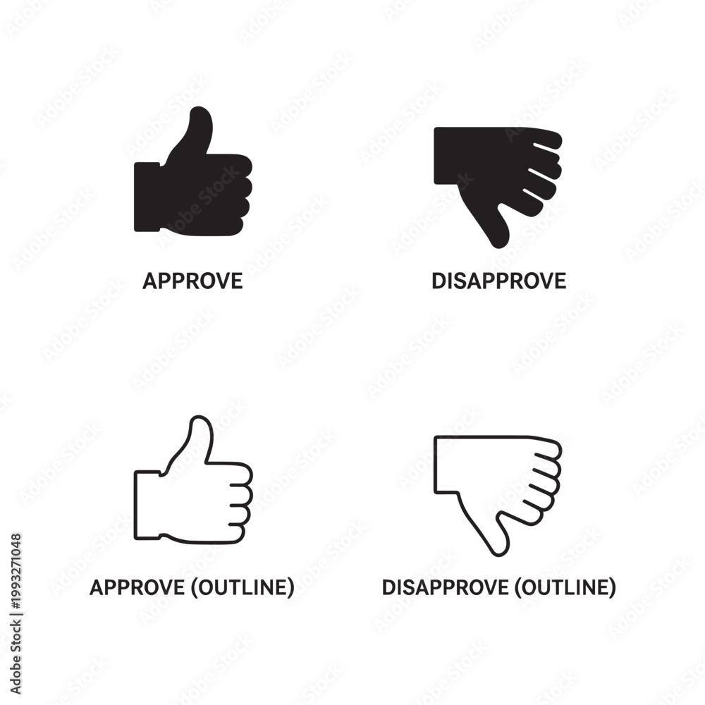 Obraz premium Like and dislike hand icons thumbs up down feedback rating symbol.