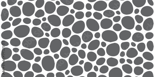Seamless Pattern of Irregular Gray Ovals on White Background.