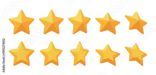 Photos Set of 10 rotating gold stars for game UI and rating systems