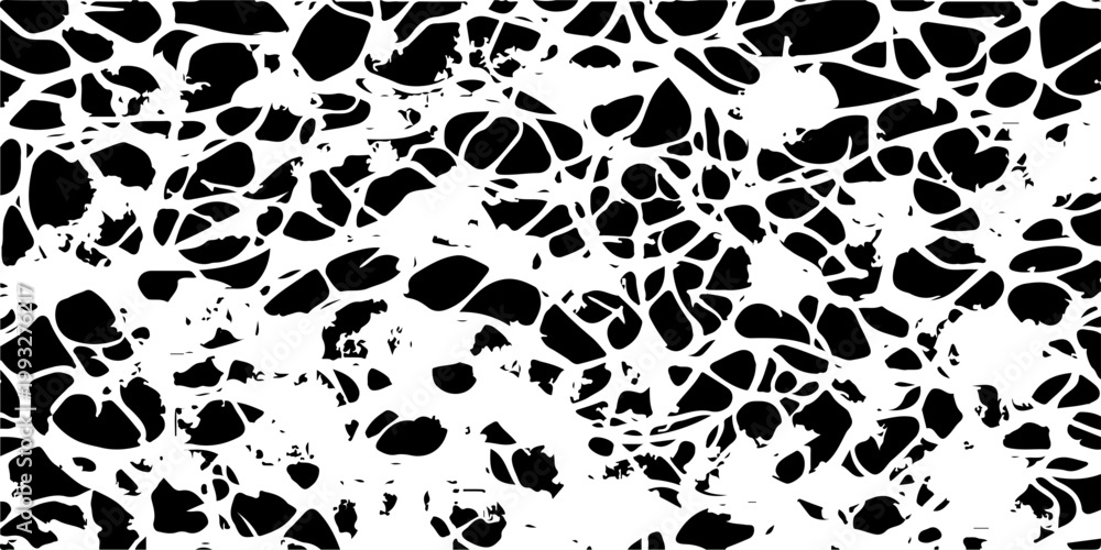 Fototapeta premium Seamless leopard skin pattern with black animal texture and floral nature elements including leaf and butterfly silhouettes in a vector illustration design