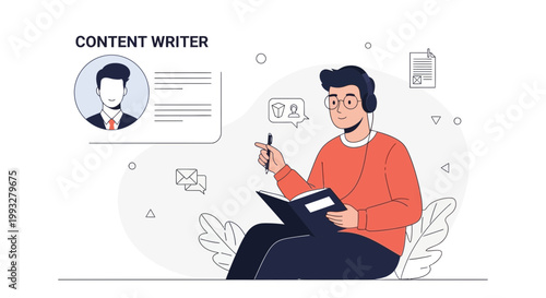 Content Writer Working Remotely, Typing and Listening to Music