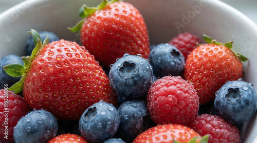 Macro shot of fresh berries covered in water droplet