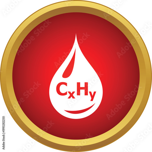 Hydrocarbon molecule cxhy inside a red liquid drop concept
