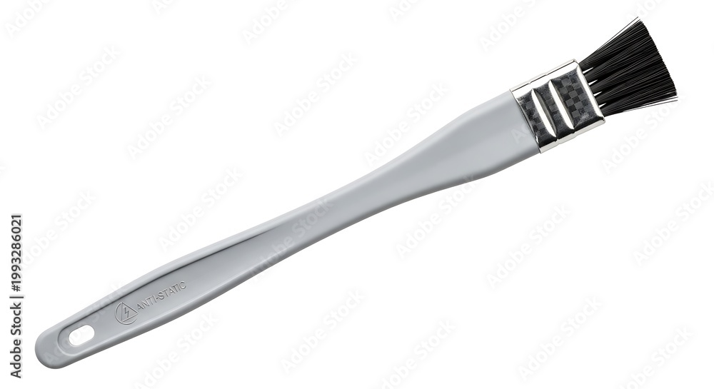 Fototapeta premium Anti-static cleaning brush with soft bristles for delicate electronic components and computer parts isolated on white background for professional use