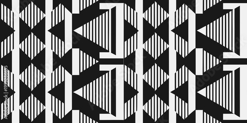 Tableau sur toile Abstract geometric pattern with black and white vertical stripes