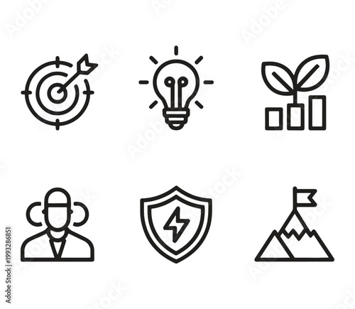 Corporate business line icon set 