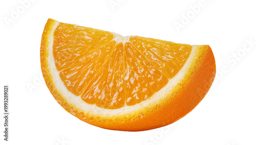 Photos Bright juicy orange slice with visible segments and zest