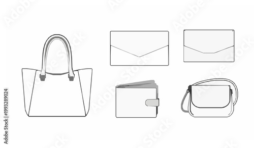Minimal Handbag Line Icon Set Fashion Bag Purse Outline Vector Collection