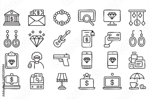 Luxury Ecommerce Icons, Jewelry Store, Diamond, Payment, Retail Interface