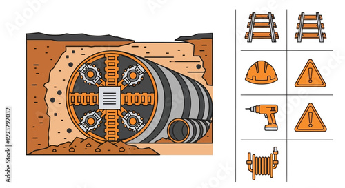 Construction safety signs and symbols.