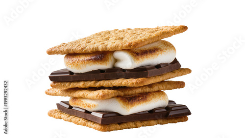 Foto Stacked Graham Chocolate Marshmallow Dessert Snack Food