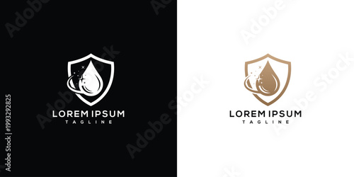 Shield with Water Drop and Wave Logo Design Concept for Protection and Purity