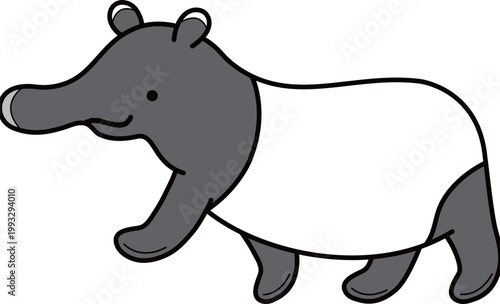 かわいいマレーバクの全身イラスト