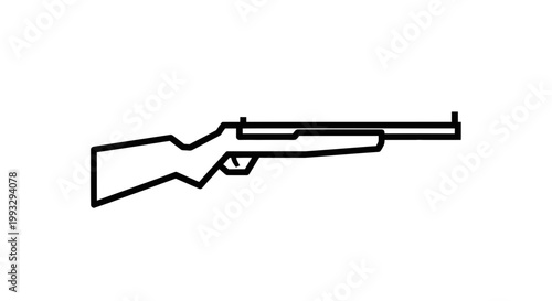 Black outline of a hunting rifle on a white background flat illustration