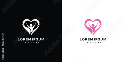 Heart and Human Figure Logo Design for Care and Community Organizations