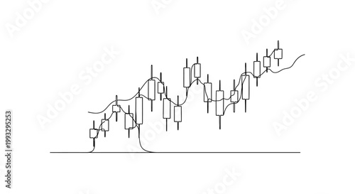 Hand-drawn Candlestick Chart: Stock Market Trend Analysis, Financial Growth and Volatility