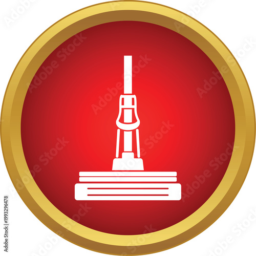 Mop sponge tool for home and professional cleaning on a red circle background