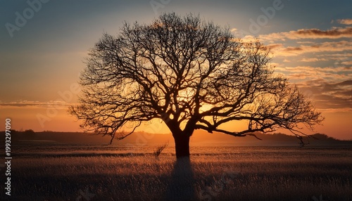 magnificent tree silhouette a lush vibrant tree stands in full bloom its verdant canopy spread wide a symbol of growth and strength