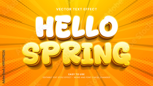hello spring editable text effect 3d vector