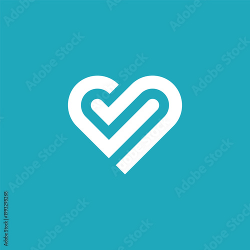 Abstract heart shape logo with a checkmark inside, symbolizing trust and quality