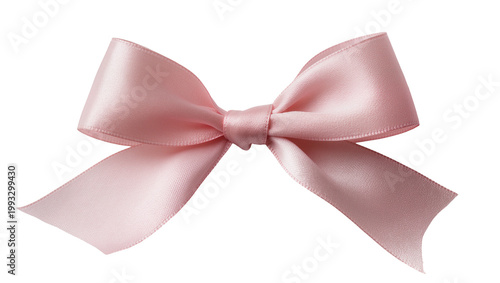 Pale pink satin ribbon bow with flowing streamers