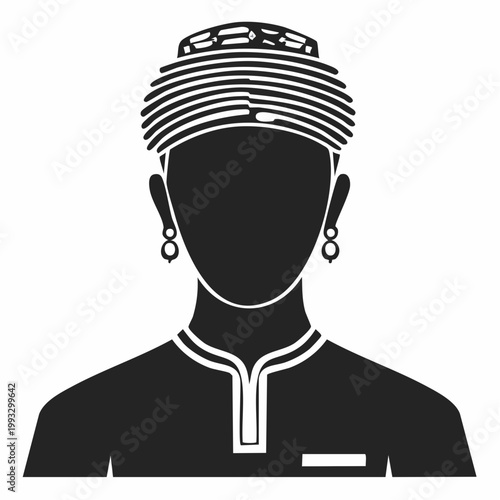 Stylized Icon of a Person Wearing a Turban and Traditional Clothing