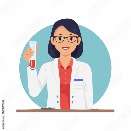 Scientist Holding Test Tube with Red Liquid