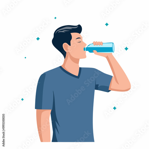 Man drinking water from a bottle