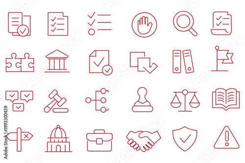 Compliance icon set for regulations and standards