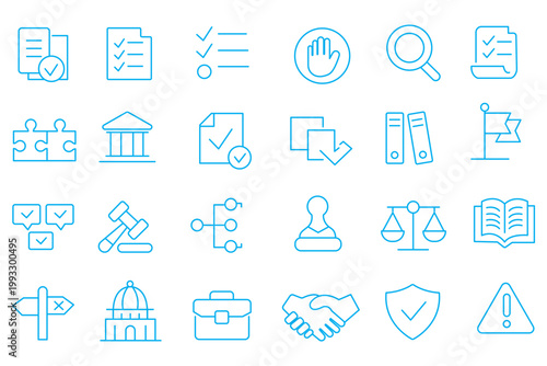 Compliance icon set for regulations and standards