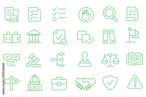 Compliance icon set for regulations and standards