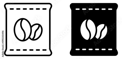 coffee beans sack icon outline filled vector