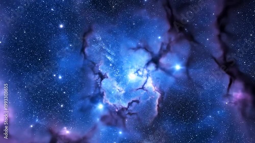 Vibrant nebula with stars and cosmic dust.