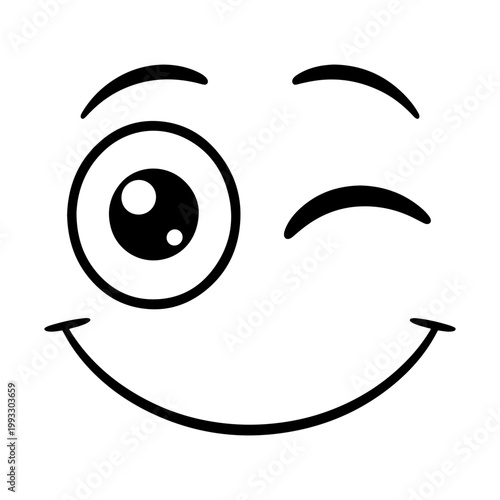 Obraz na płótnie winking cartoon face icon vector